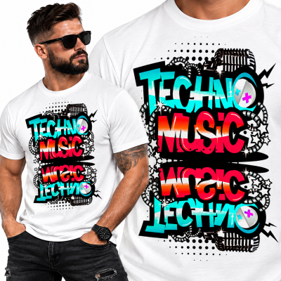 KOSZULKA MUZYCZNA  TECHNO MUSIC